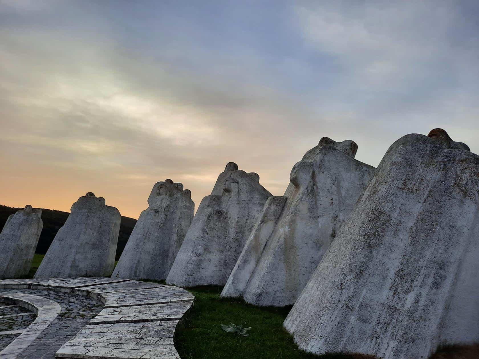 kadinjaca memorial park serbia sunset slanted slabs