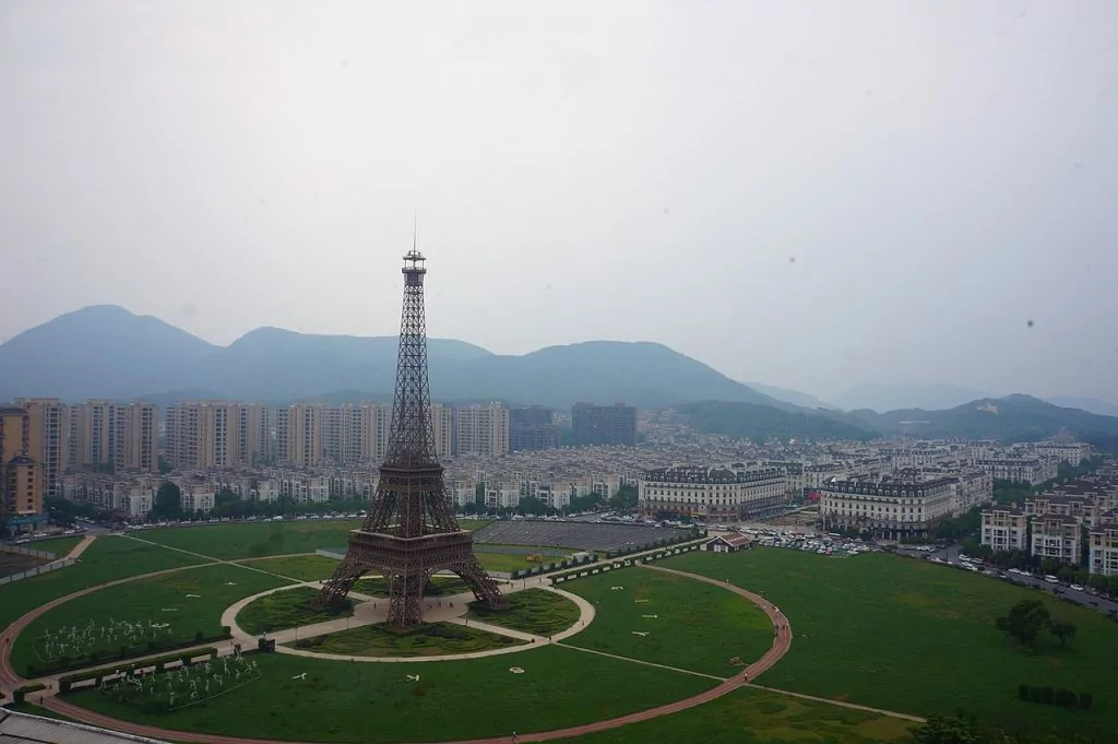 tianducheng china eiffel tower replica aerial