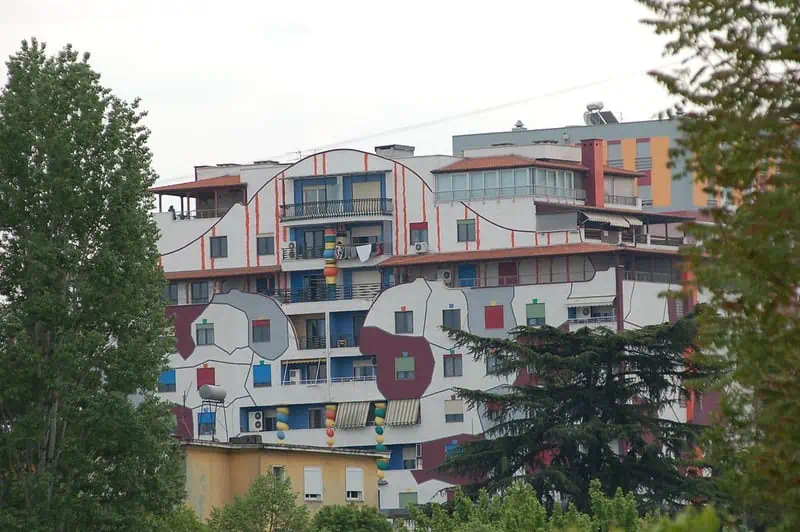 Colorful Painted Building Tirana Albania 1